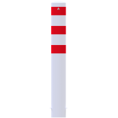 Impact protection bollards | as e-charging post protection |  193 mm | hot-dip galvanized and white powder-coated with 3 red reflective strips foil type RA1/A | for casting in concrete